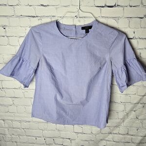 J. Crew Blue Button Back Bell Sleeve Top Size 0P